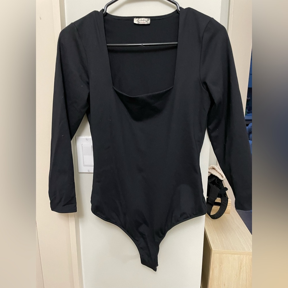 Free people black square neck body suit